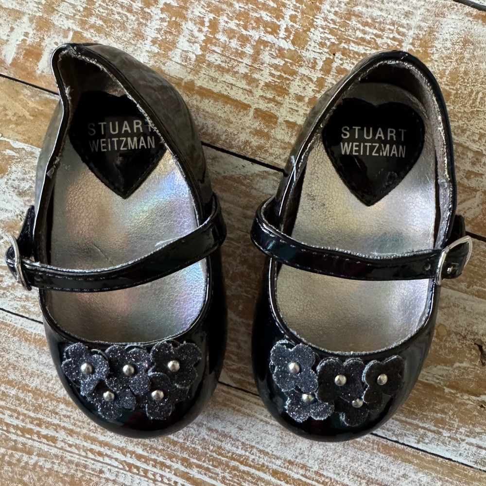 🖤 Stuart Weitzman Baby Mary Jane Flats | Black Patent Leather | Size 4 🖤